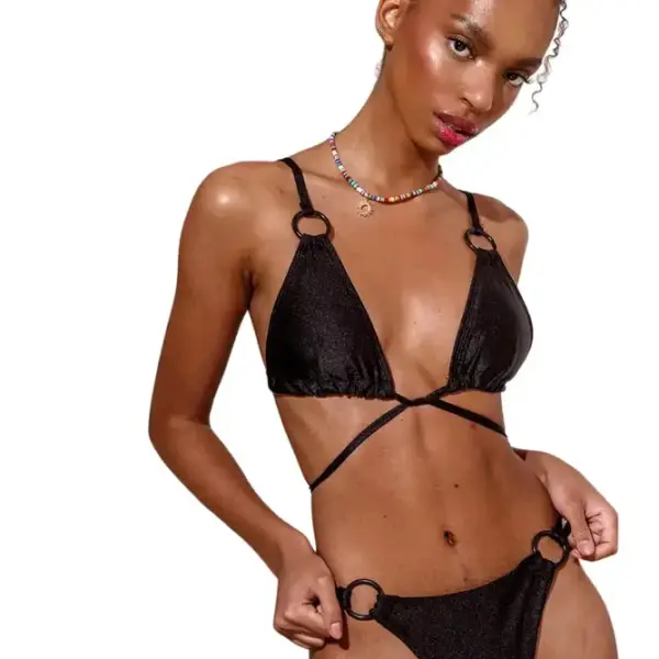 gigi bikinis Μαγιό Σετ Μπικίνι με Δέσιμο Μπροστά 3442301 Μαύρο