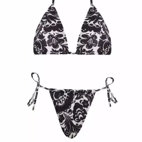 gigi bikinis Μαγιό Σετ Μπικίνι Τριγωνάκι floral 3533222 Λευκό/Μαύρο