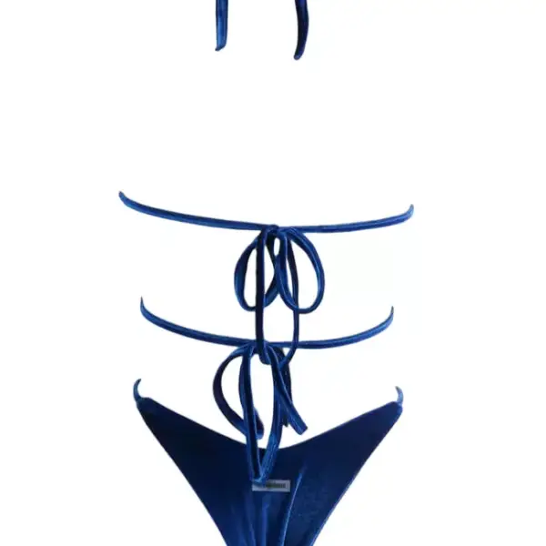 gigi bikinis Μαγιό Σετ Μπικίνι velvet Τριγωνάκι με Κρίκο 3862006 Μπλε