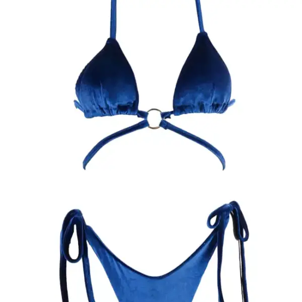 gigi bikinis Μαγιό Σετ Μπικίνι velvet Τριγωνάκι με Κρίκο 3862006 Μπλε