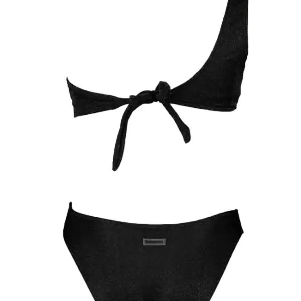 gigi bikinis Μαγιό Ολόσωμο lurex με Έναν Ώμο & Κρικό 3901501 Μαύρο