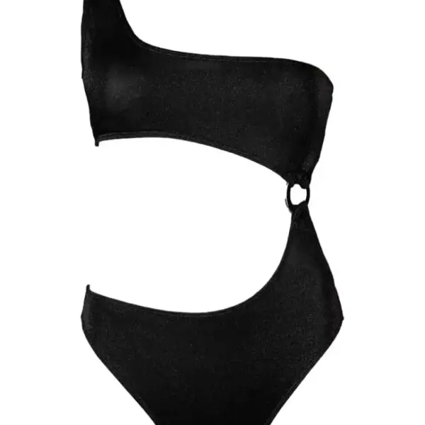 gigi bikinis Μαγιό Ολόσωμο lurex με Έναν Ώμο & Κρικό 3901501 Μαύρο