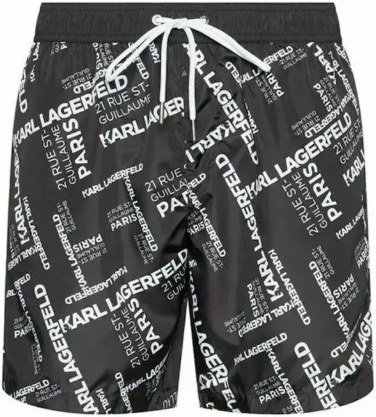 karl lagerfeld Ανδρικό Μαγιό Σορτς kl21mbm14 black Μαύρο με Σχέδια