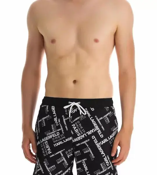 karl lagerfeld Ανδρικό Μαγιό Σορτς kl21mbm14 black Μαύρο με Σχέδια