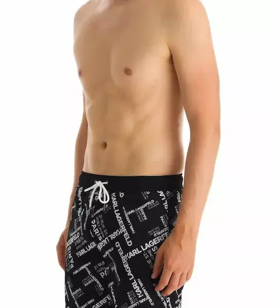 karl lagerfeld Ανδρικό Μαγιό Σορτς kl21mbm14 black Μαύρο με Σχέδια