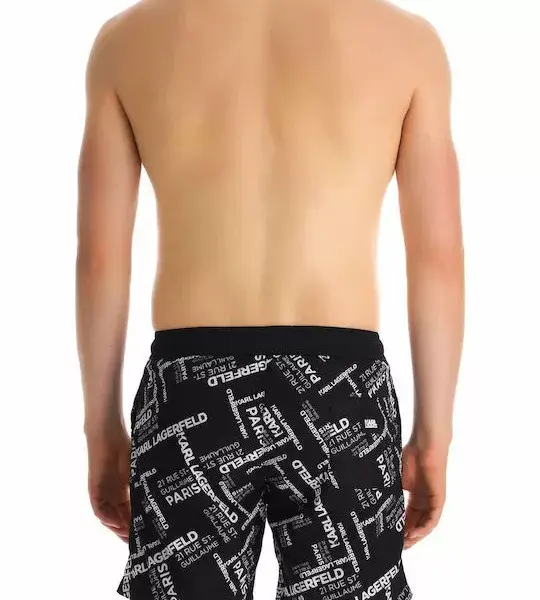 karl lagerfeld Ανδρικό Μαγιό Σορτς kl21mbm14 black Μαύρο με Σχέδια