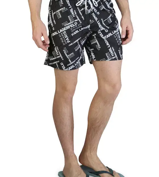 karl lagerfeld Ανδρικό Μαγιό Σορτς kl21mbm14 black Μαύρο με Σχέδια