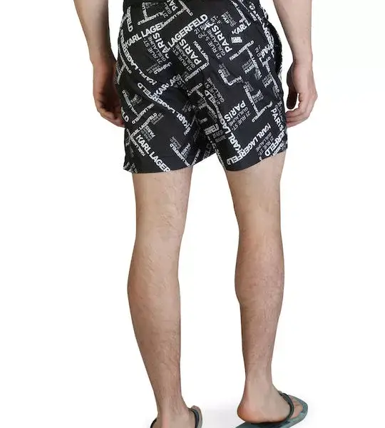 karl lagerfeld Ανδρικό Μαγιό Σορτς kl21mbm14 black Μαύρο με Σχέδια