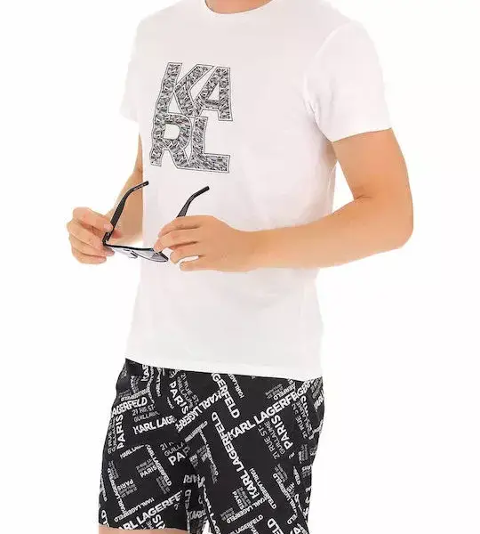 karl lagerfeld Ανδρικό Μαγιό Σορτς kl21mbm14 black Μαύρο με Σχέδια