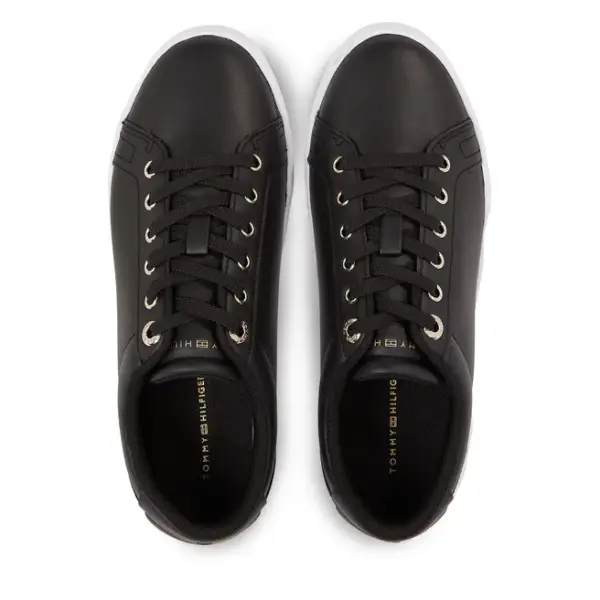 tommy hilfiger Γυναικεία Αθλητικά golden hw court sneaker black/gold fw0fw07560 0gs Μαύρο