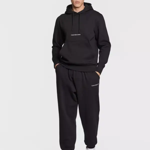 calvin klein Ανδρικό Φούτερ με Κουκούλα και Τσέπες institutional j30j322894 beh Μαύρο