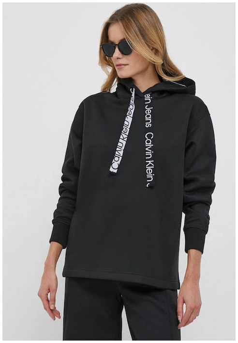 calvin klein Γυναικείο Φούτερ με Κουκούλα logo drawcord hoodie j20j221942 beh Μαύρο