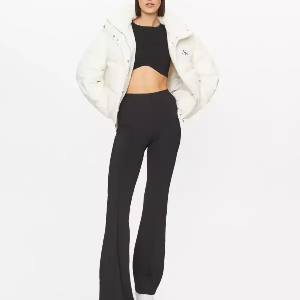calvin klein Κοντό Γυναικείο puffer Μπουφάν για Χειμώνα down soft touch label j20j222235 ybi Λευκό