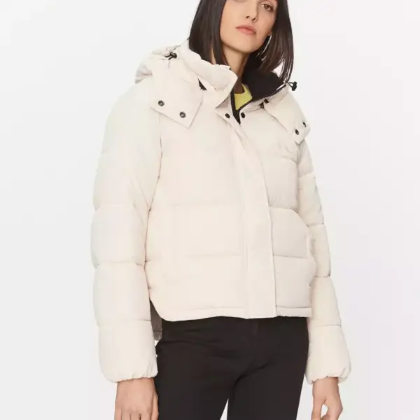 calvin klein Κοντό Γυναικείο puffer Χειμωνιάτικο Μπουφάν monologo non down sherpa j20j221377 abj Εκρού