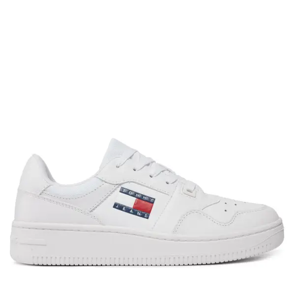 tommy hilfiger Αθλητικά essential retro basket Δερμάτινα sneakers en0en02505 ybs Λευκό