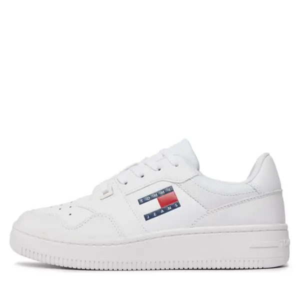 tommy hilfiger Αθλητικά essential retro basket Δερμάτινα sneakers en0en02505 ybs Λευκό