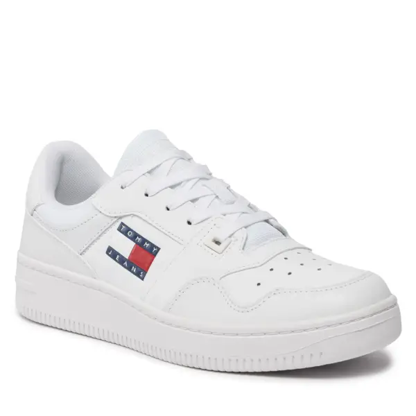 tommy hilfiger Αθλητικά essential retro basket Δερμάτινα sneakers en0en02505 ybs Λευκό