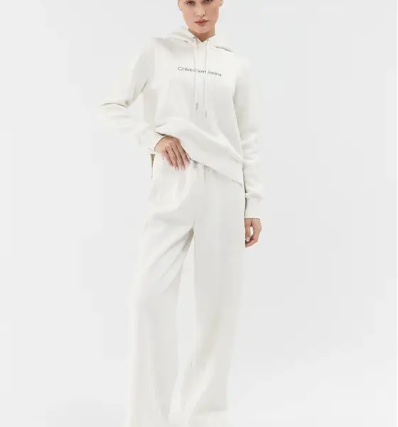 calvin klein Γυναικείo Φούτερ Μπλούζα με Κουκούλα regular fit j20j221335 ybi Λευκό