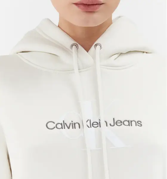 calvin klein Γυναικείo Φούτερ Μπλούζα με Κουκούλα regular fit j20j221335 ybi Λευκό
