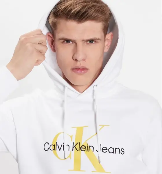 calvin klein Ανδρικό Φούτερ με Κουκούλα j30j320805 yaf Λευκό