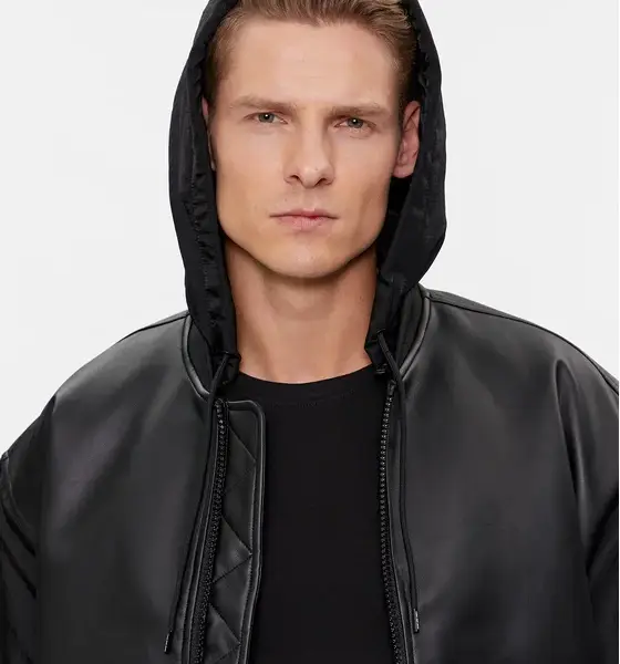 calvin klein Ανδρικό Χειμωνιάτικο Μπουφάν Απομίμιση Δέρματος bomber regular fit j30j324597 beh Μαύρο