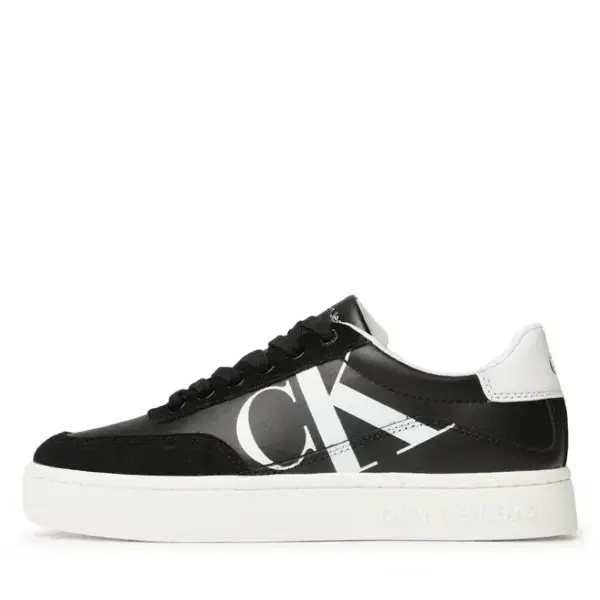 calvin klein Γυναικεία sneakers classic cupsole laceup mix lth yw0yw01057 beh Μαύρο