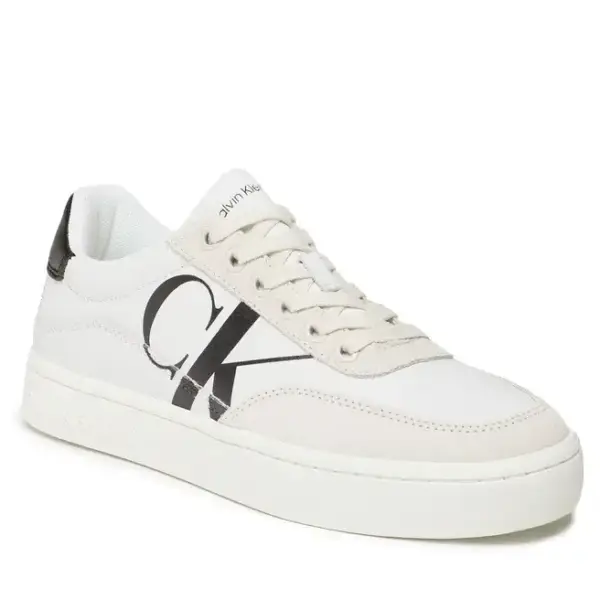 calvin klein Γυναικεία sneakers classic cupsole laceup mix lth yw0yw01057 ybr Λευκό