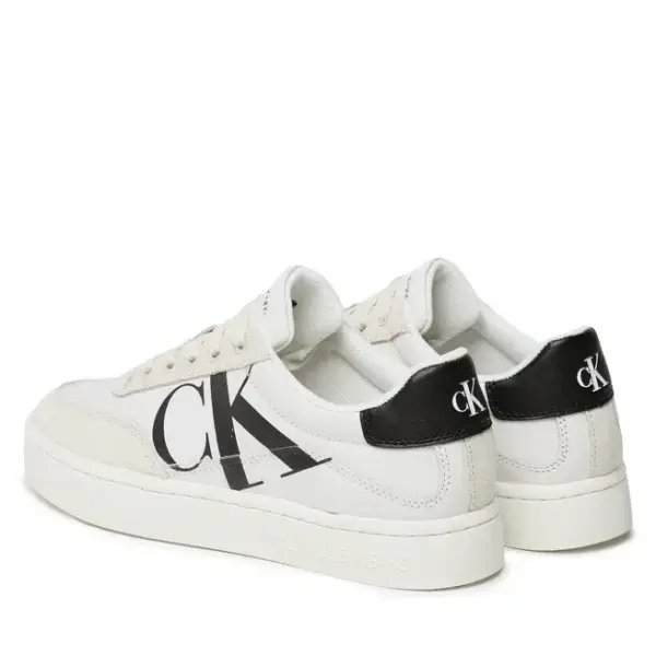calvin klein Γυναικεία sneakers classic cupsole laceup mix lth yw0yw01057 ybr Λευκό