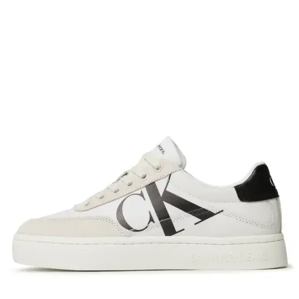 calvin klein Γυναικεία sneakers classic cupsole laceup mix lth yw0yw01057 ybr Λευκό