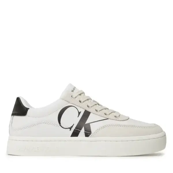 calvin klein Γυναικεία sneakers classic cupsole laceup mix lth yw0yw01057 ybr Λευκό