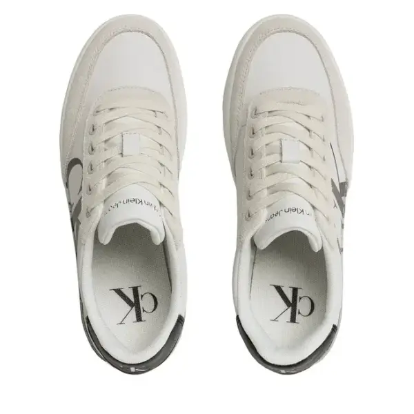 calvin klein Γυναικεία sneakers classic cupsole laceup mix lth yw0yw01057 ybr Λευκό