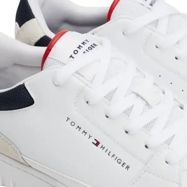 tommy hilfiger Ανδρικά Δερμάτινα sneakers th basket core lth mix ess fm0fm05058 ybs Λευκό