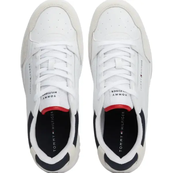 tommy hilfiger Ανδρικά Δερμάτινα sneakers th basket core lth mix ess fm0fm05058 ybs Λευκό