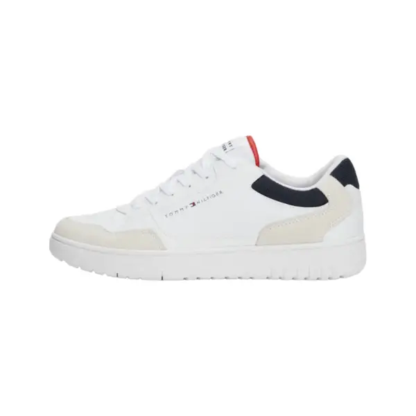 tommy hilfiger Ανδρικά Δερμάτινα sneakers th basket core lth mix ess fm0fm05058 ybs Λευκό