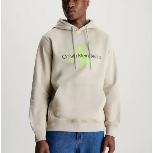 calvin klein Ανδρικό Φούτερ με Κουκούλα j30j320805 0io Μπεζ