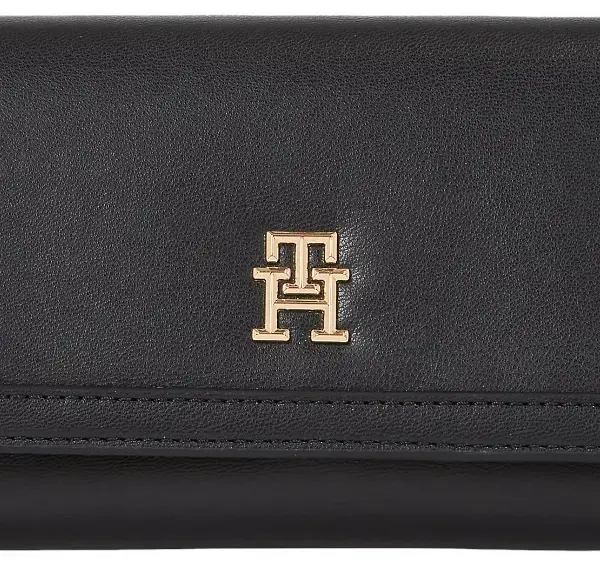 tommy hilfiger Μεγάλο Γυναικείο Πορτοφόλι th city compact aw0aw15747 bds mαύρο