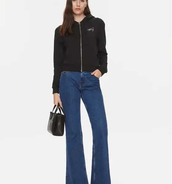 tommy jeans reg signature zip thru Γυναικεία Ζακέτα με Κουκούλα dw0dw17338 bds Μαύρη