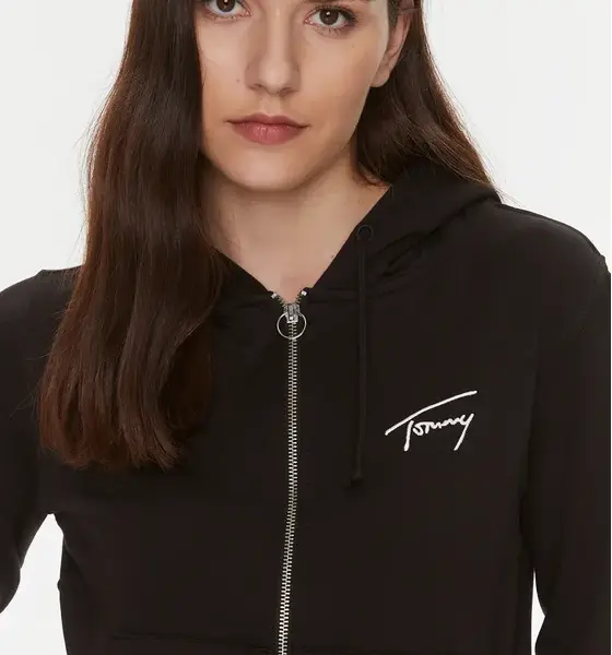 tommy jeans reg signature zip thru Γυναικεία Ζακέτα με Κουκούλα dw0dw17338 bds Μαύρη