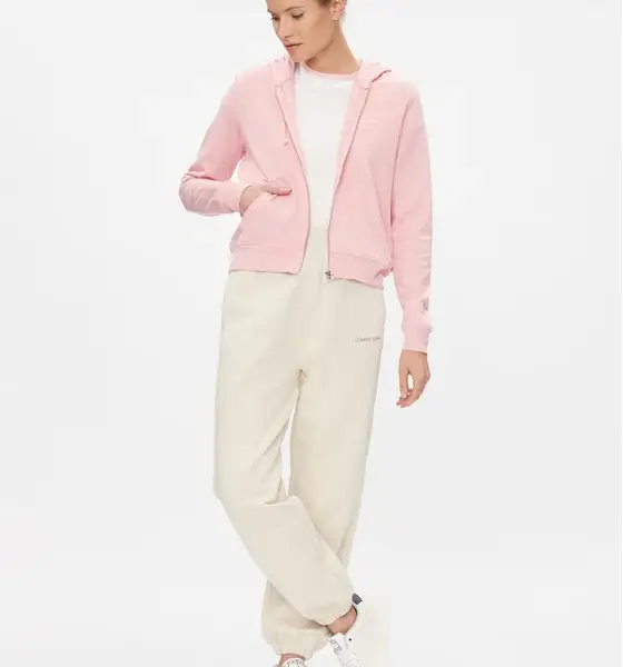 tommy jeans reg signature zip thru Γυναικεία Ζακέτα με Κουκούλα dw0dw17338 tha Ροζ