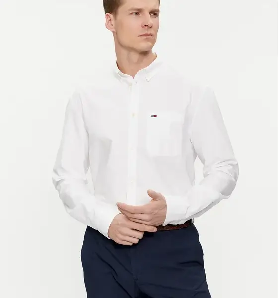 tommy jeans Ανδρικό Πουκάμισο tjm reg oxford regular fit dm0dm18335 ybr Λευκό
