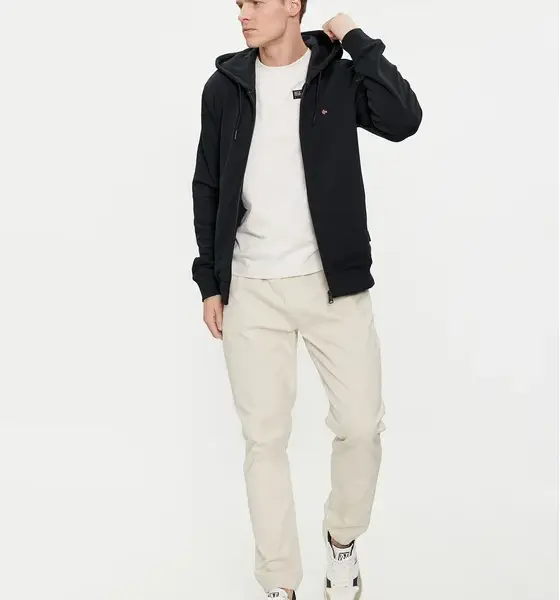 napapijri Ανδρική Ζακέτα balis full zip με Φερμουάρ και Κουκούλα regular fit np0a4hhv 041 mαύρο