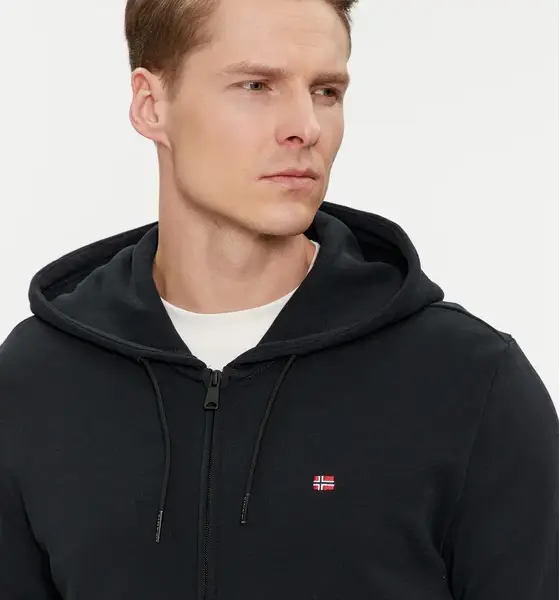 napapijri Ανδρική Ζακέτα balis full zip με Φερμουάρ και Κουκούλα regular fit np0a4hhv 041 mαύρο