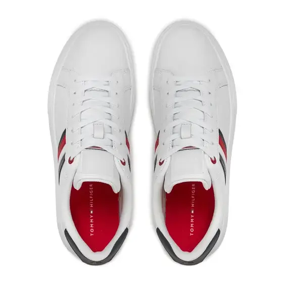 tommy hilfiger Ανδρικά sneakers essential leather cupsole fm0fm04921 ybs Λευκό