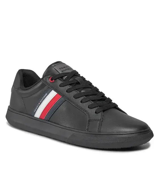 tommy hilfiger Ανδρικά sneakers essential leather cupsole fm0fm04921 0gk Μαύρο
