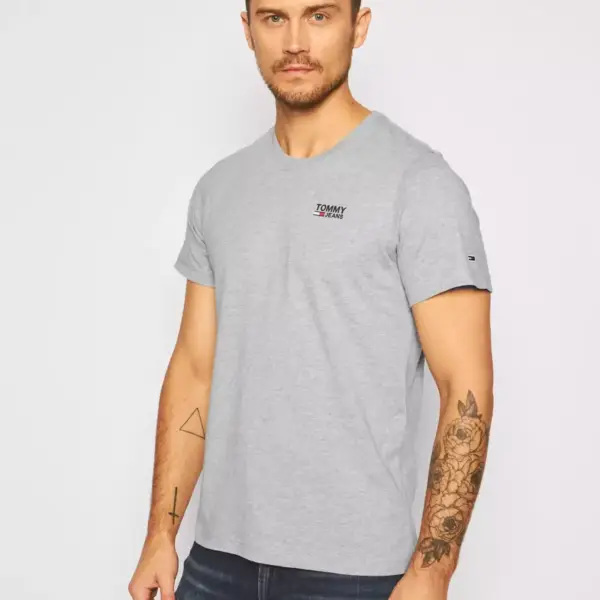 Tommy Hilfiger - Ανδρικό T-Shirt Corp Logo C Neck Regular Fit DM0DM09588-P01 Γκρι
