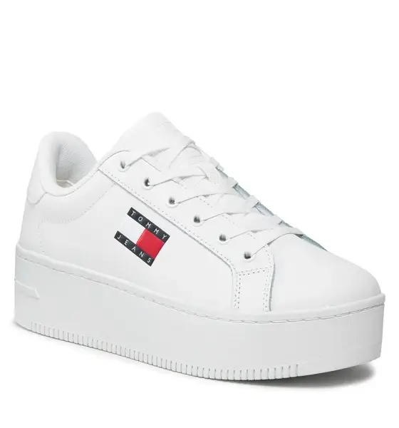 Tommy Hilfiger - Γυναικεία Δερμάτινα Sneakers Tjw Flatform Ess EN0EN02518-YBS Λευκό EN0EN02518-YBS