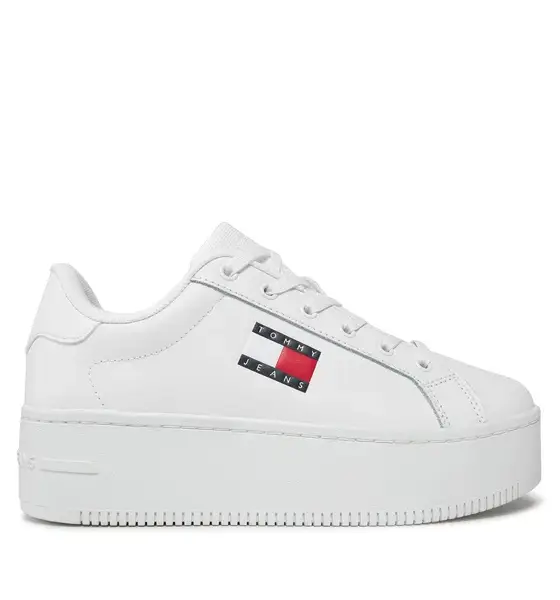 Tommy Hilfiger - Γυναικεία Δερμάτινα Sneakers Tjw Flatform Ess EN0EN02518-YBS Λευκό