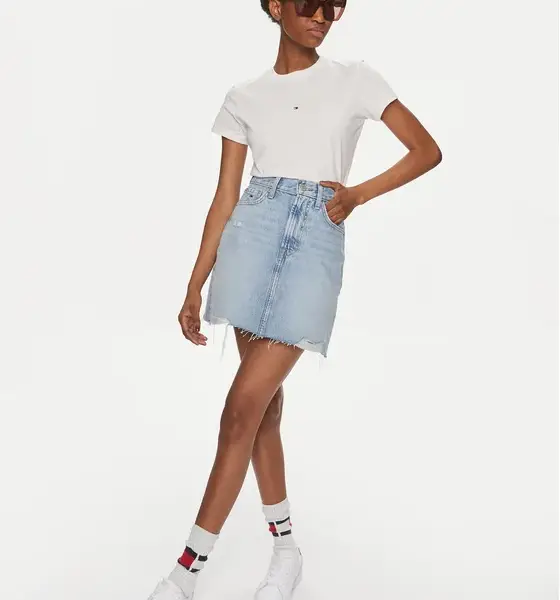 Tommy Hilfiger - Γυναικείο T-shirt Tjw Slim Tonal Linear Tee Slim Fit DW0DW17827-YBH Εκρού