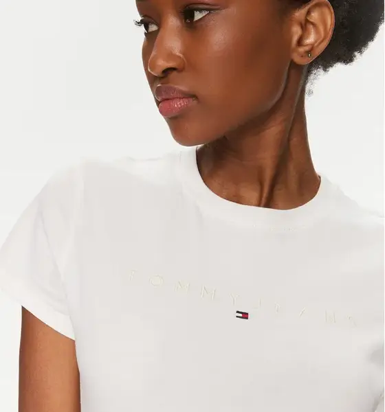 Tommy Hilfiger - Γυναικείο T-shirt Tjw Slim Tonal Linear Tee Slim Fit DW0DW17827-YBH Εκρού DW0DW17827-YBH
