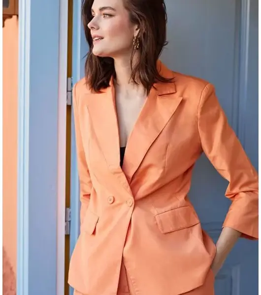 Cento - Blazer straight με βάτες 1502911-301 Πορτοκαλί 1502911-301